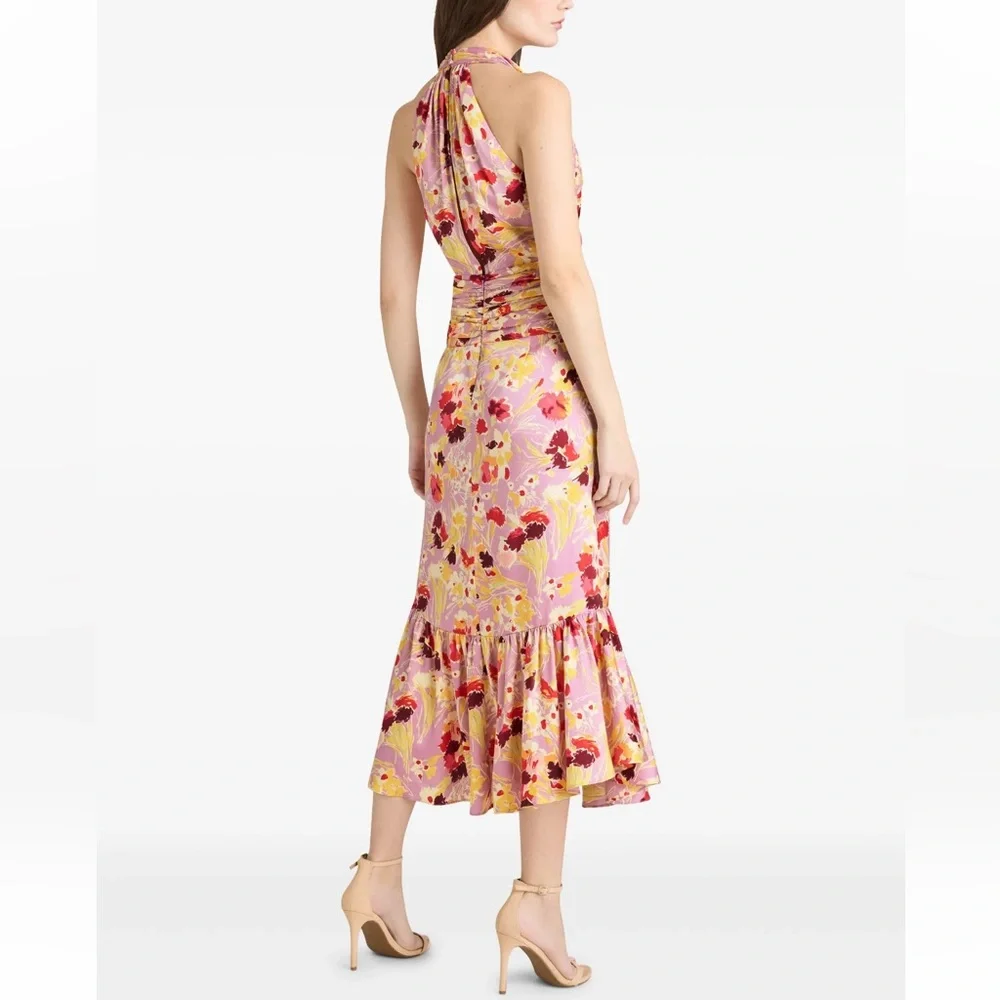 Alice + Olivia Asymmetrical Floral Dress in Pink and Yellow - Picture 3 of 3